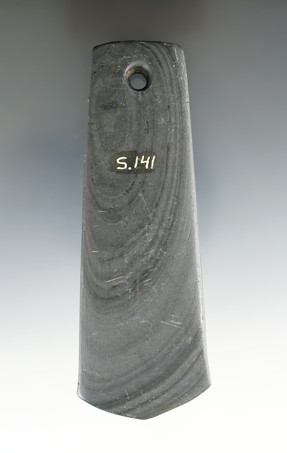 4 7/16" Adena Anchor Pendant made from Banded Slate. Pictured in Who's Who #2, page 25.