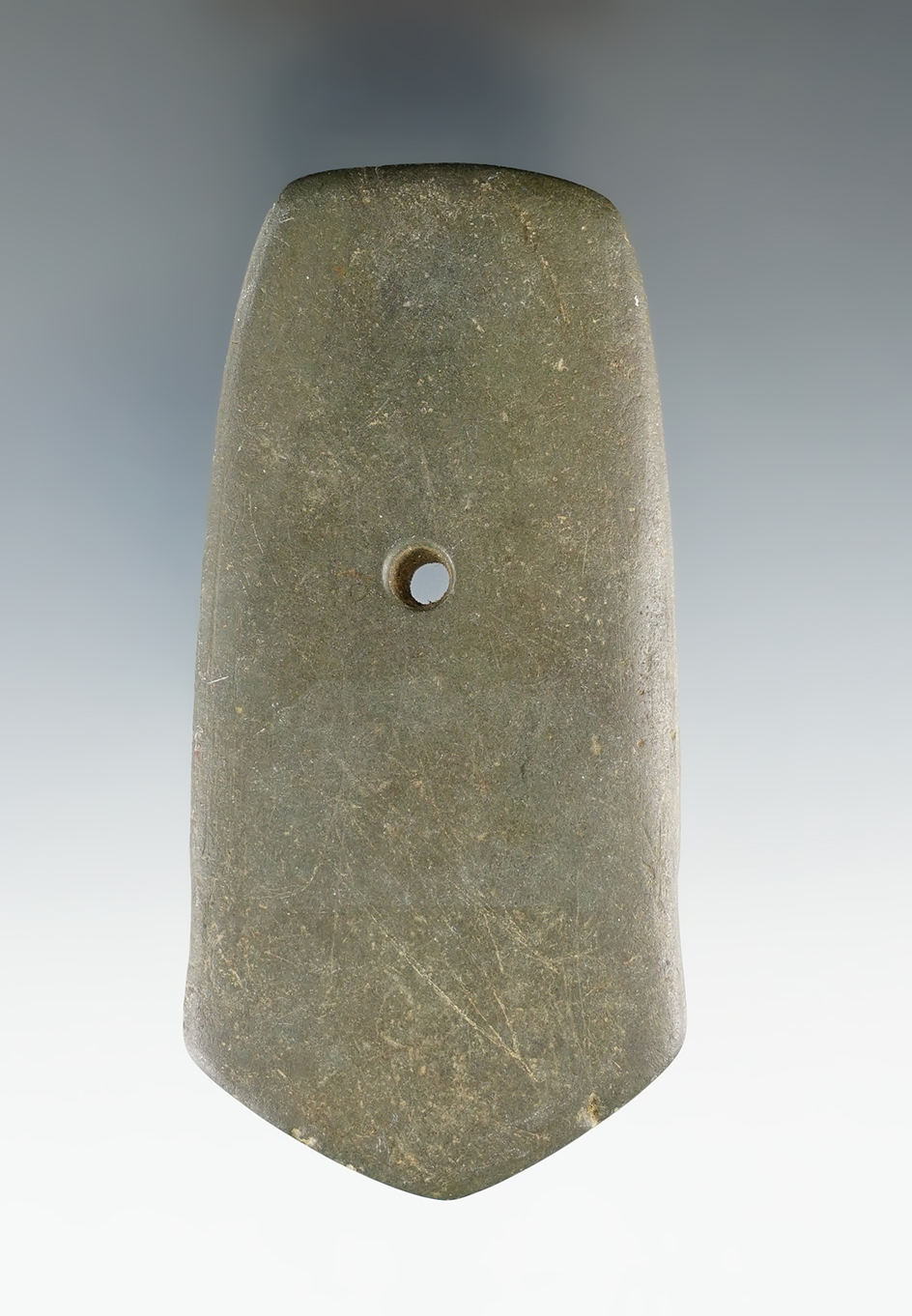 3 7/8" Hopewell Pentagonal Pendant found in Vermillion Co., Ohio. Ex. Frank Morast (#905-24).