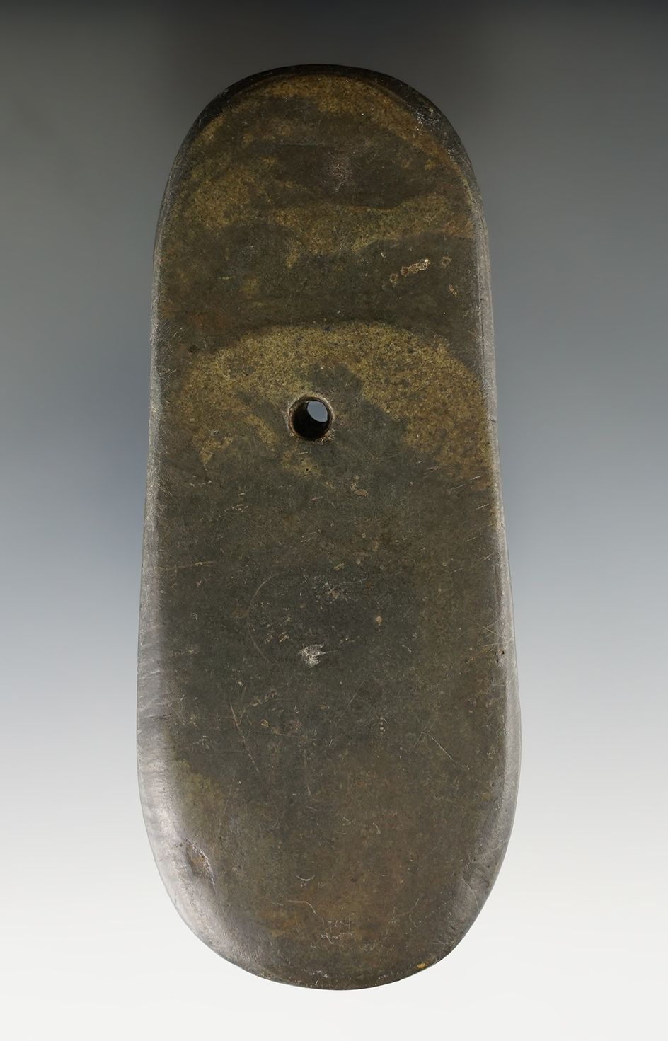 4 7/16" Woodland Pendant made from Mottled Slate, found in Ross Co., Ohio. Ex. Cull Family.