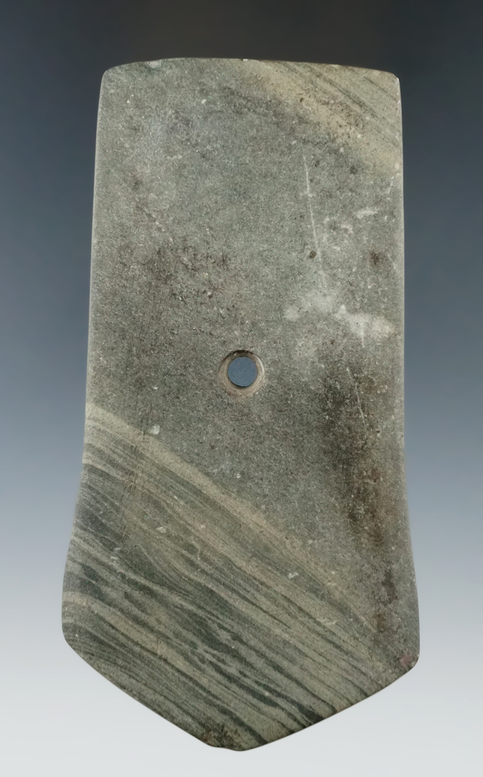 4 15/16" Hopewell Pentagonal Pendant found in Alpine Twp., Kent Co., Michigan. Pictured!