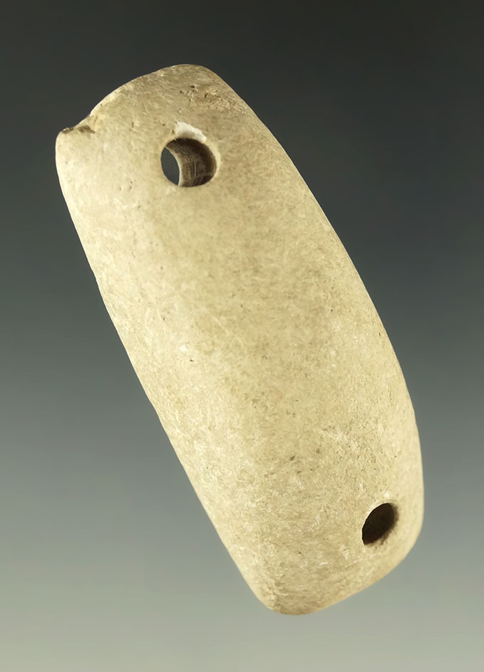 2 3/8" Bar Gorget that is nicely made from White Galena, found in Ross Co., Ohio. Ex. Gilbert Dilley