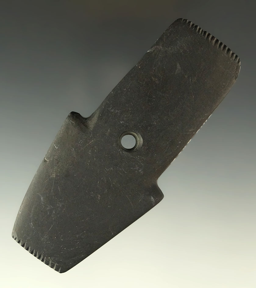 Pictured! 4 1/4" Hopewell Shovel Pendant with nice tallies on both ends. Ex. Bill Teil Collection.