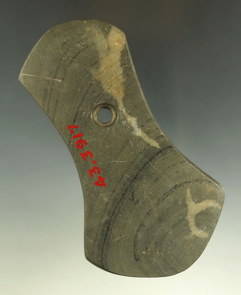 5 1/4" Adena Bi-Concave Pendant found near Guilford, Columbiana Co., Ohio. Ex. Henry Hosmer.