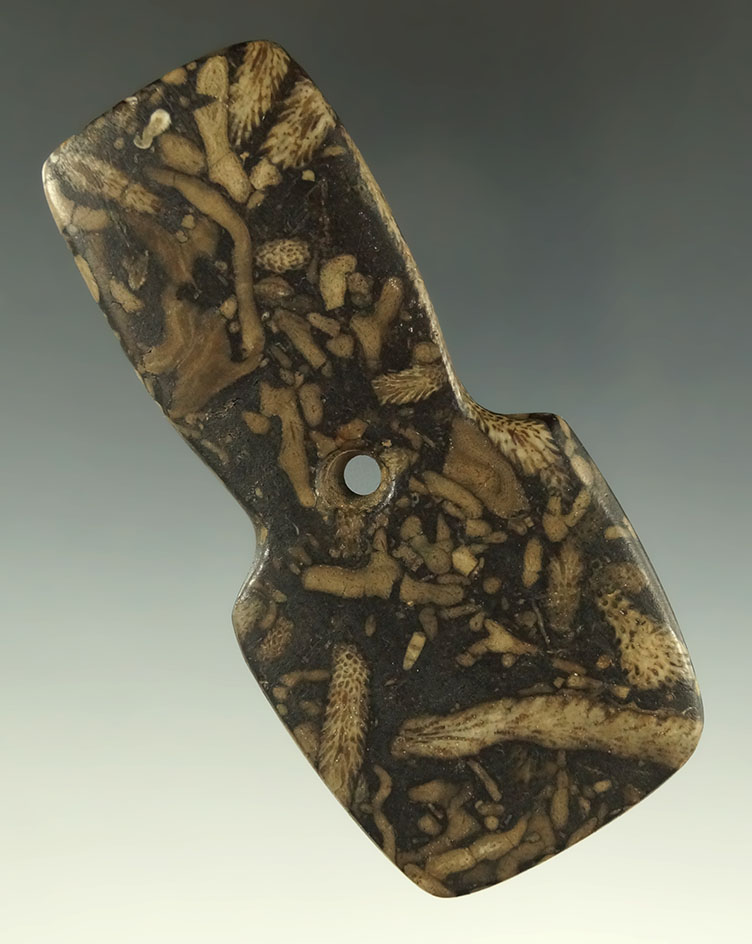 Beautiful material on this 3 9/16" Hopewell Shovel Pendant - Cental Ohio.  Pictured in Ohio Arch.