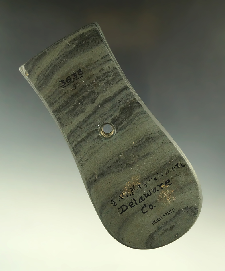 5 3/4" Adena Keyhole Pendant  Delaware Co., Ohio. Ex. Dr. Gordon Meuser, #3638/5, Pictured.