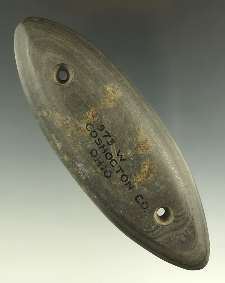 Ex. Wehrle! 4 5/8" Glacial Kame Bi-Pointed Elliptical Gorget - Coshocton Co., Ohio.