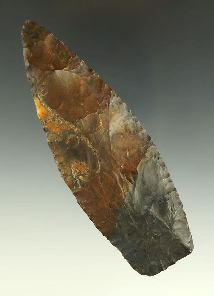 4 1/2" Paleo Lanceolate found in Licking Co., Ohio. Ex. John Ziegler Collection.