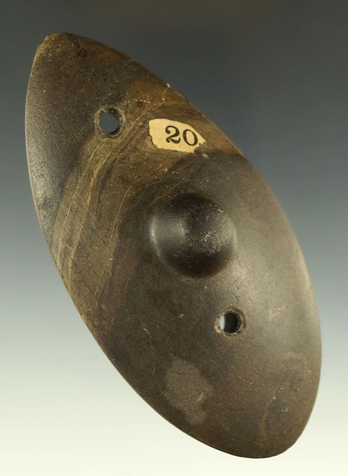 4 15/16" Humped Gorget, Hancock Co., Ohio. Ex. Maple, Walls, Sorgenfrei, Steere, Jenkins. Pictured!