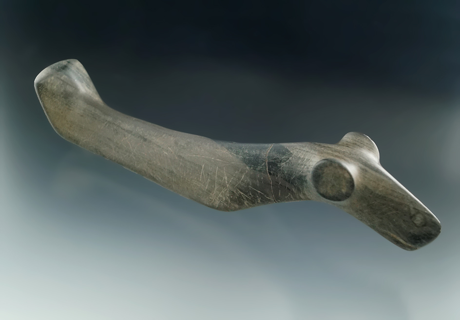 5 3/8" Pop-eye Birdstone - Erie Co., New York. Broken and glued at the neck but not restored.