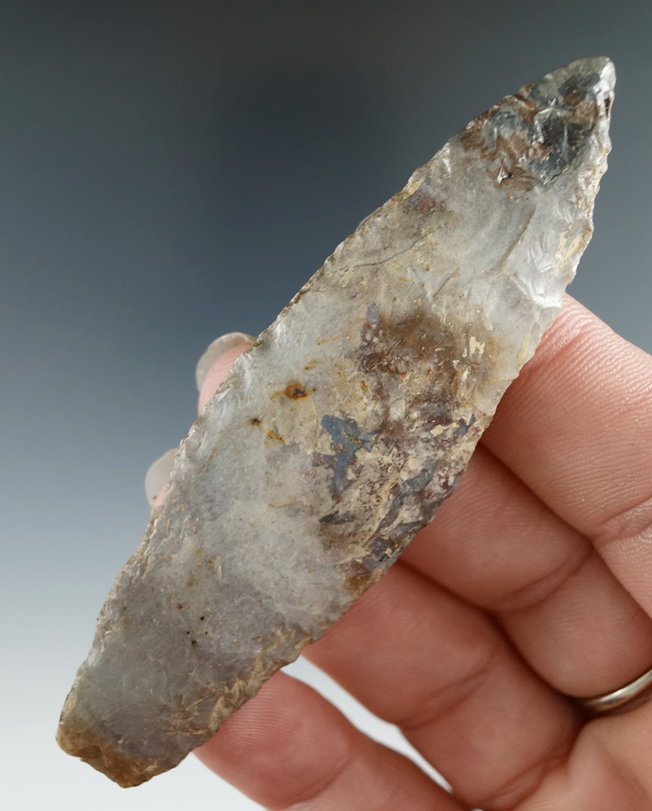 2 3/8" Paleo Lanceolate with restoration to 5/8" of tip area found in New York.