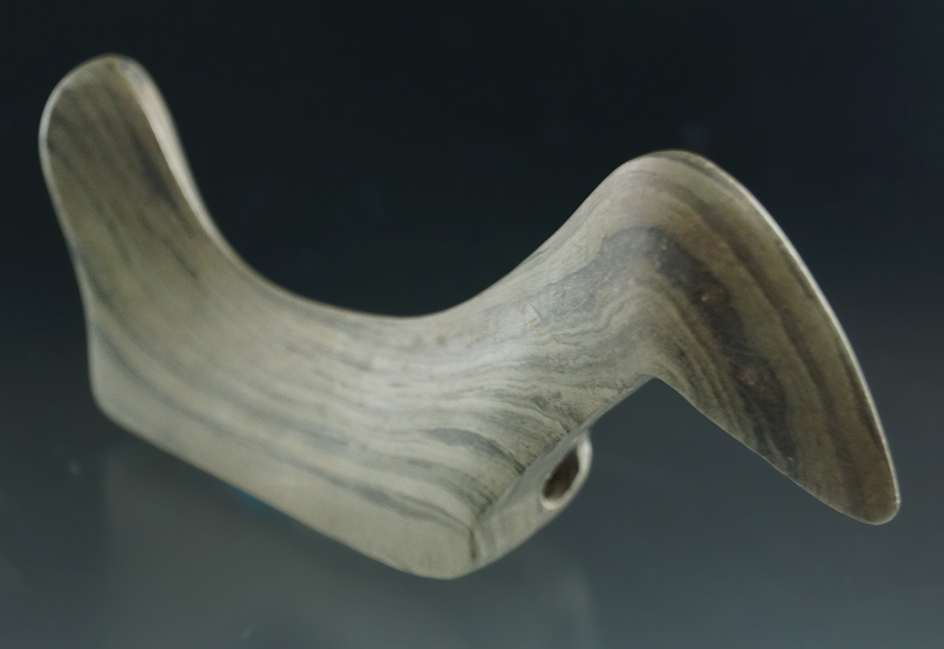 4 5/8" Birdstone found in Genesee Co., New York with restoration to the rear half.