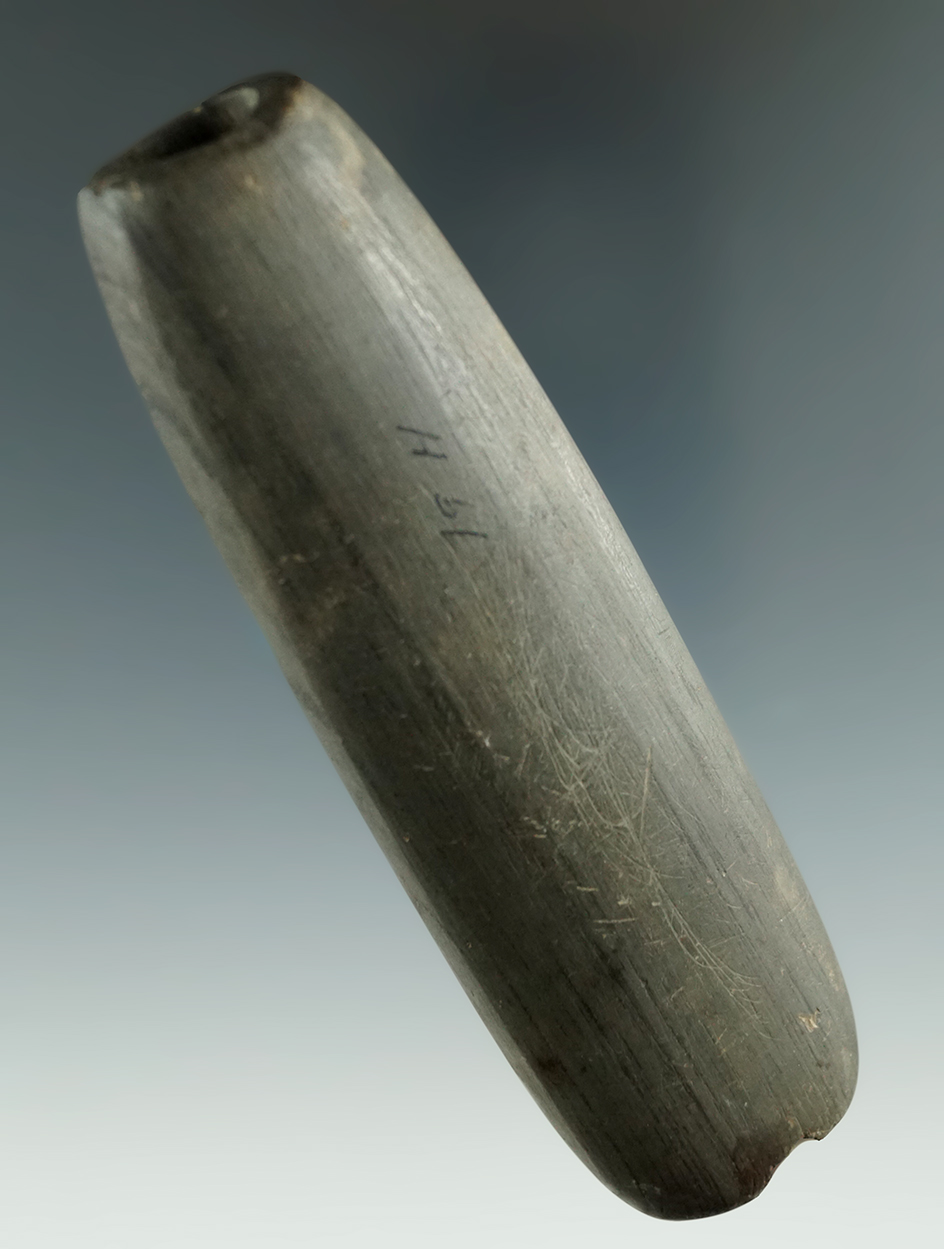 4 1/4" Tubular Bannerstone found in Allegheny Co., New York.   Ex. Howdy Lang.