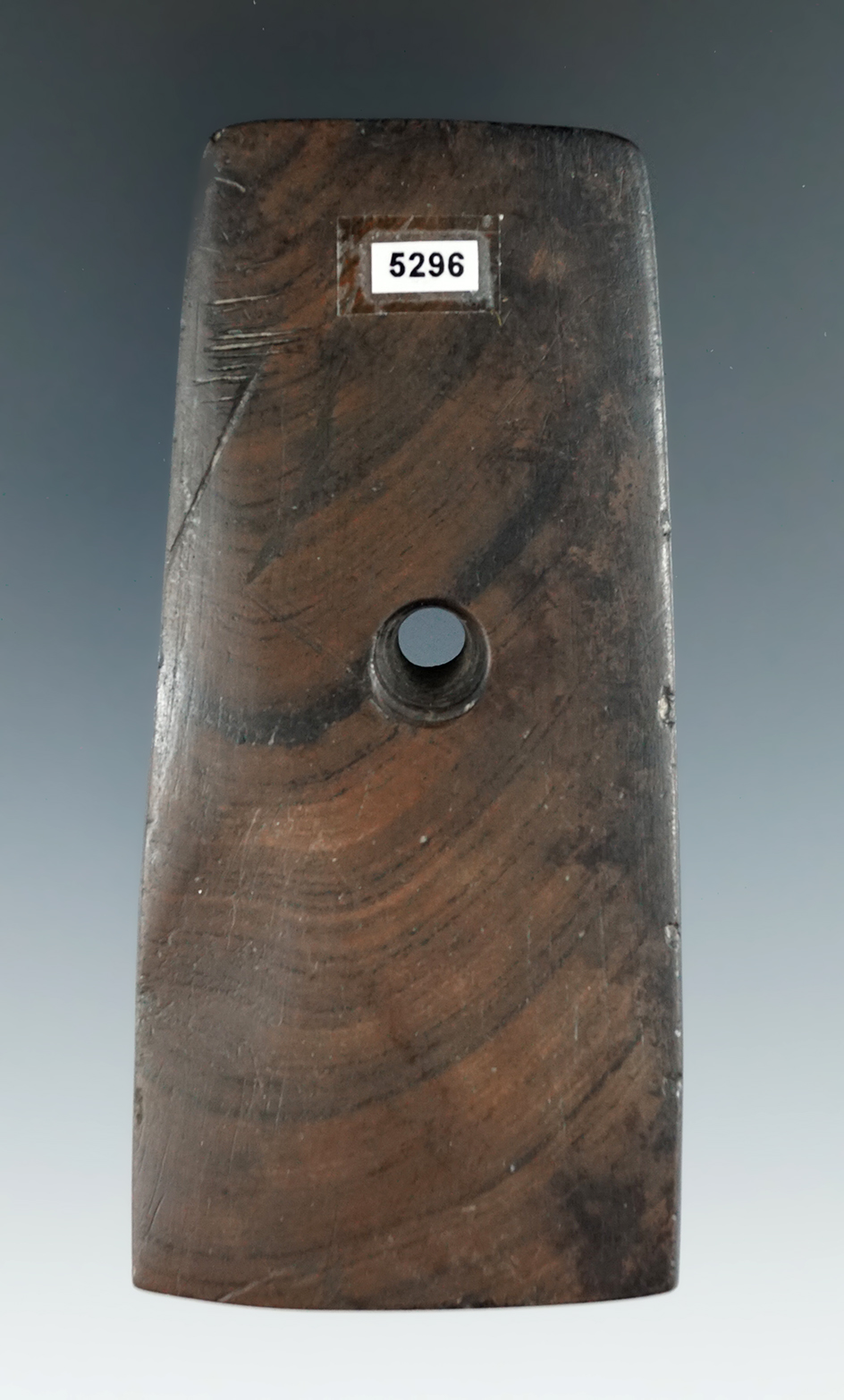 3 11/16" Brown Slate Pendant found in Indian Lake in Logan Co., Ohio.