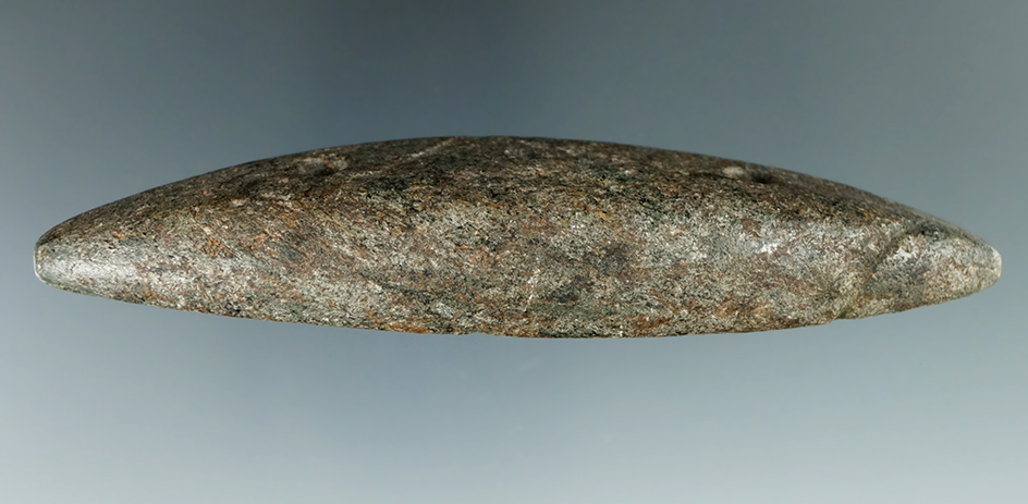 5 1/4" Hardstone Elliptical Gorget found in Ohio.  Ex. Kenny McNeal, Richard Shively.