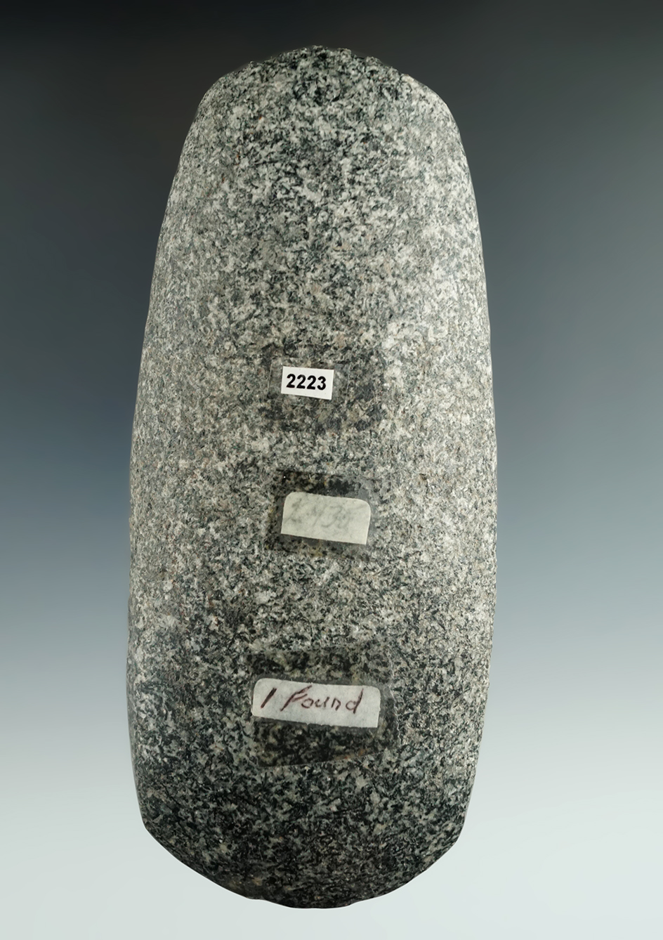 5 11/16" Hardstone Celt with excellent use polish to bit found by Norm Kley in Versailles Ohio.