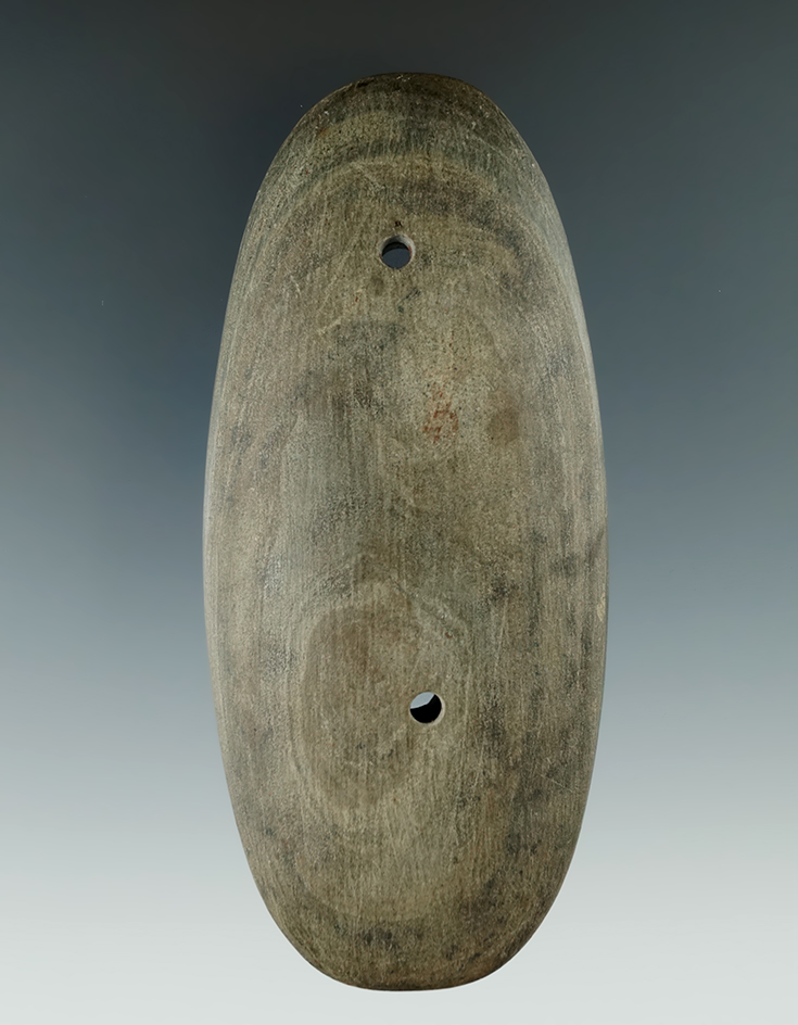 4 7/16" Slate Elliptical Gorget found in Shelby Co., Ohio.