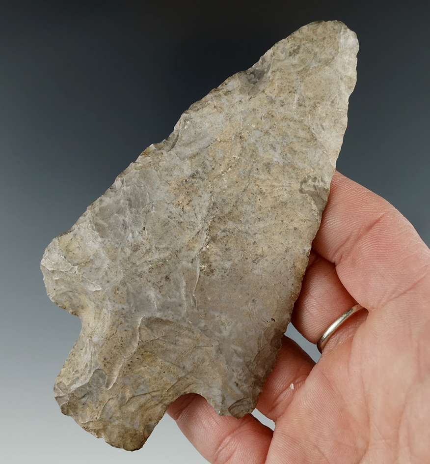 4 7/16" Robbins Adena made from Ft. Payne Chert. Found in Kentucky. Jackson COA.