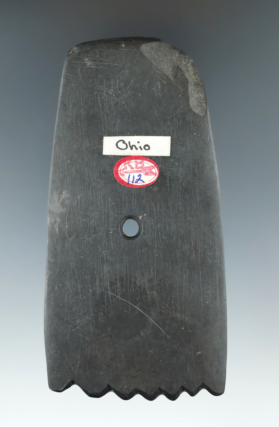 4 1/8" Fringed Slate Pendant. Comes with a Bennett COA. Pictured CHAPA #1, pg 21.