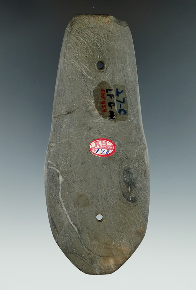 5" Glacial Kame Gorget found in Meigs Co., Ohio. Ex. Frank Meyer, Herb Myer, Shaun Place.