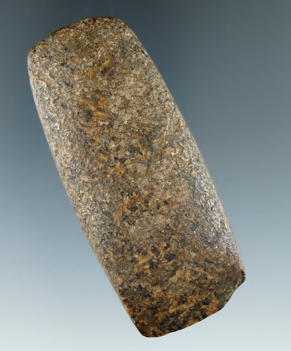 2 3/4" Miniature Hardstone Celt that is nicely made. Found in Warsaw, Coshocton Co., Ohio.