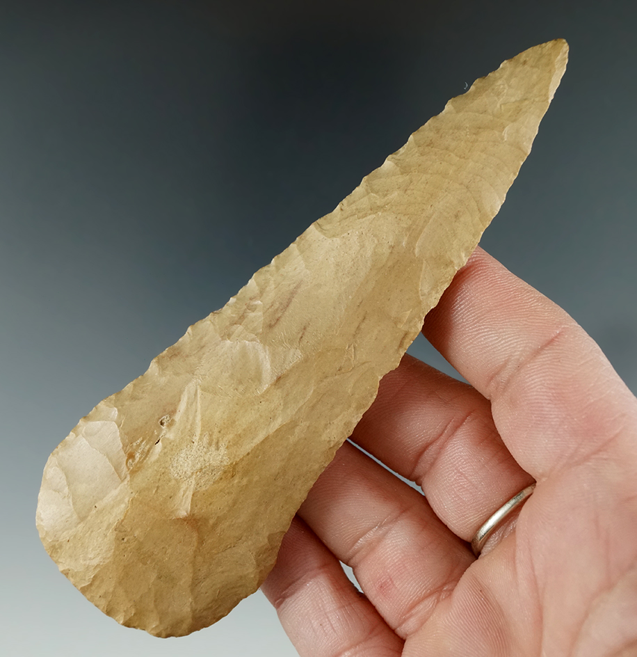 4 9/16"Cobbs Knife made from Carter Cave Flint, found in Bath Co., Kentucky. Ex. CC Ross.