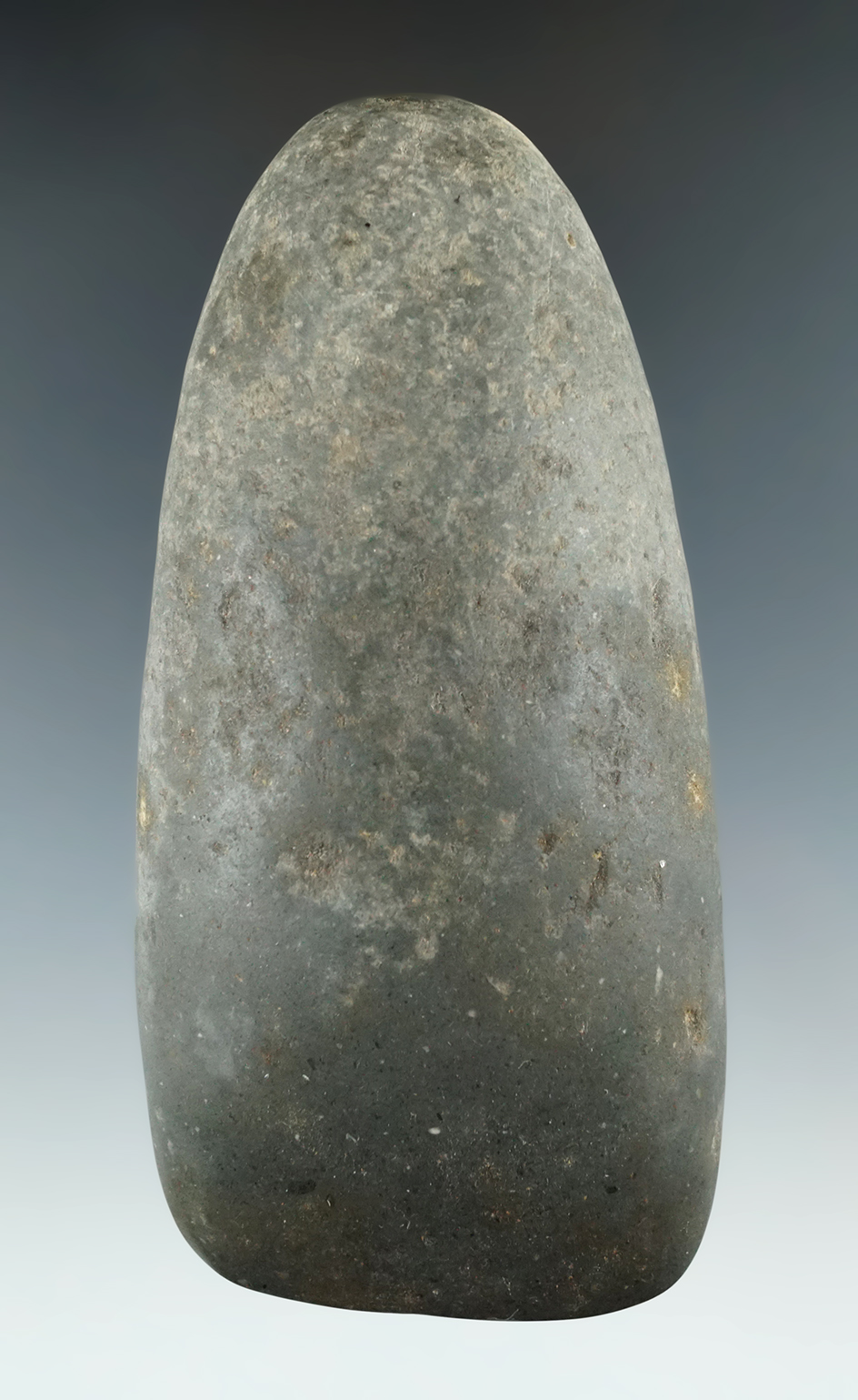 2 5/8" Celt with a highly polished bit. Found in Columbiana Co., Ohio. Ex. Keith McClung.