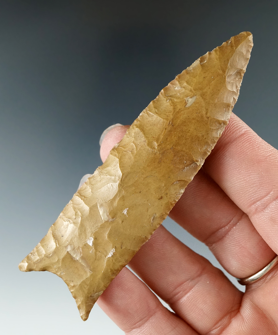 3 3/8" Cumberland found in Hardin Co., Tennessee. Ex. Gene Howard. Davis COA.