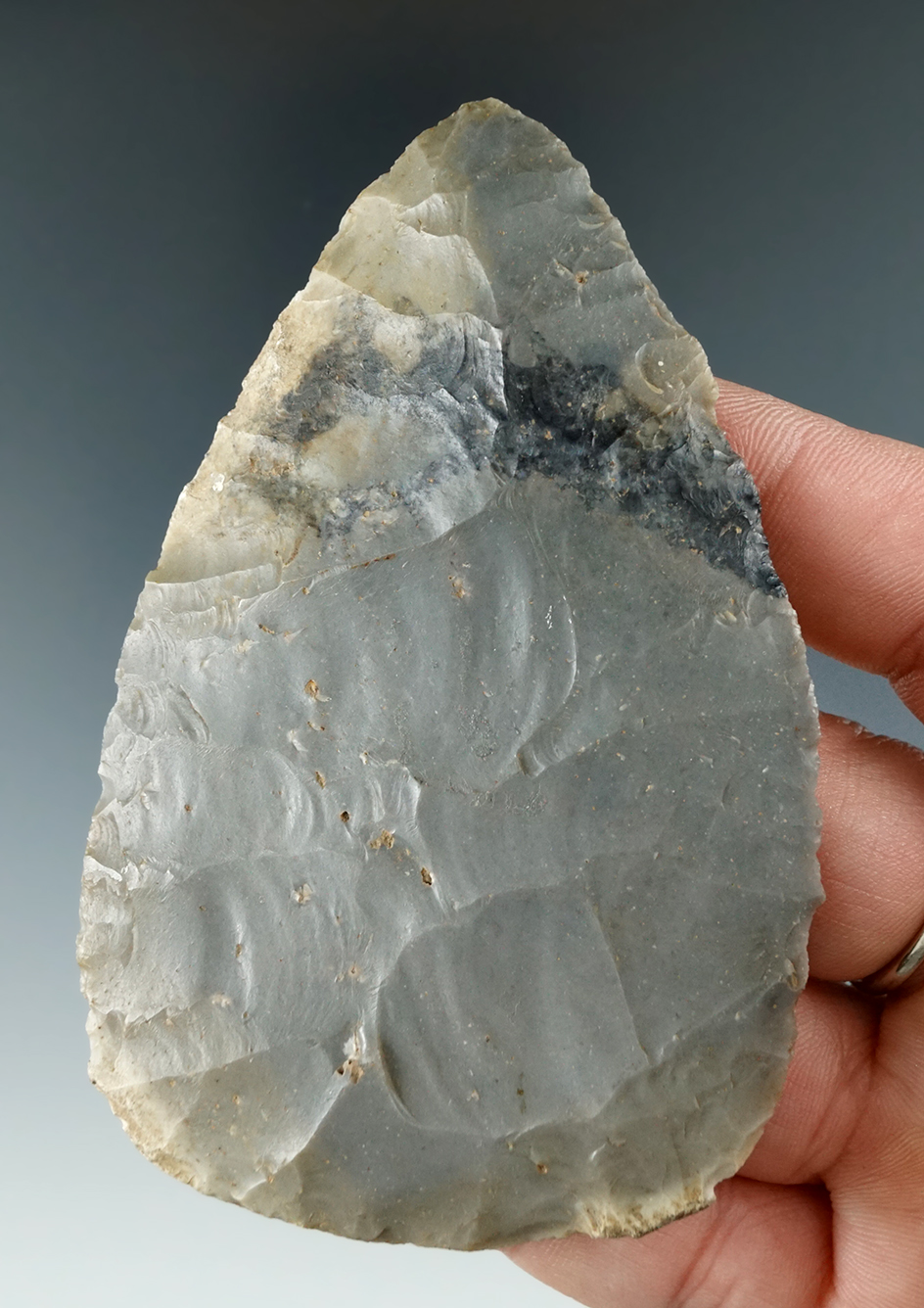 3 9/16" Well flaked Hornstone Blade found in Southern Indiana. Ex. Wyatt.