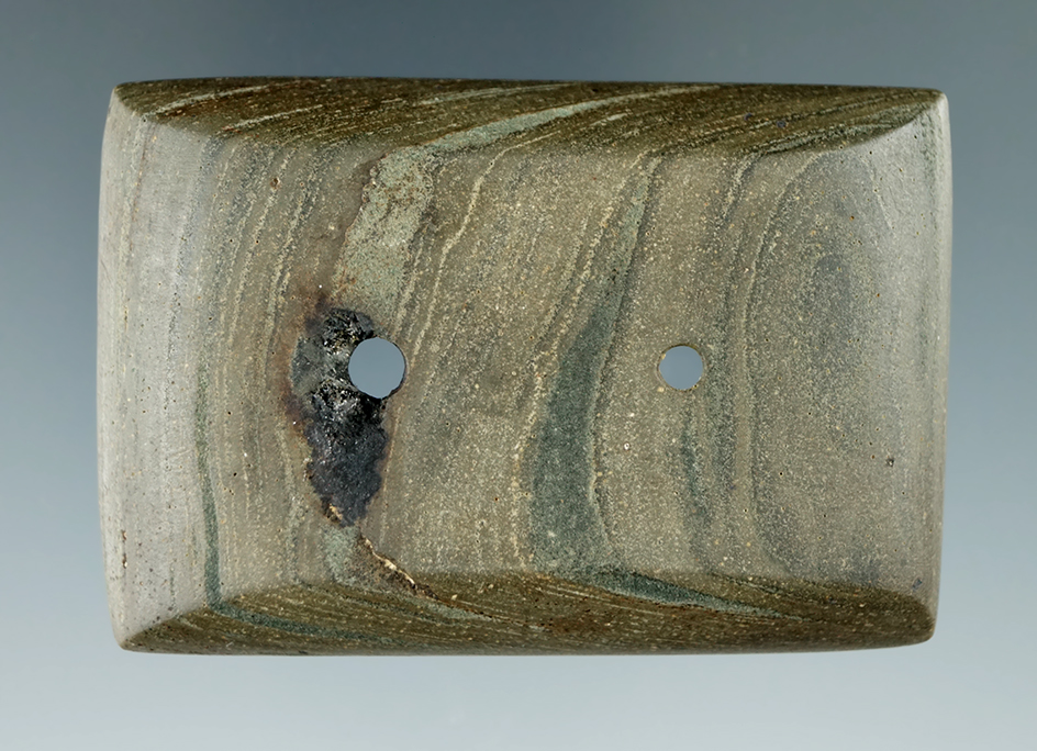 2 5/8" Semi-Keeled Gorget found in Highland Co.,Ohio. Ex. Glen Shandon.