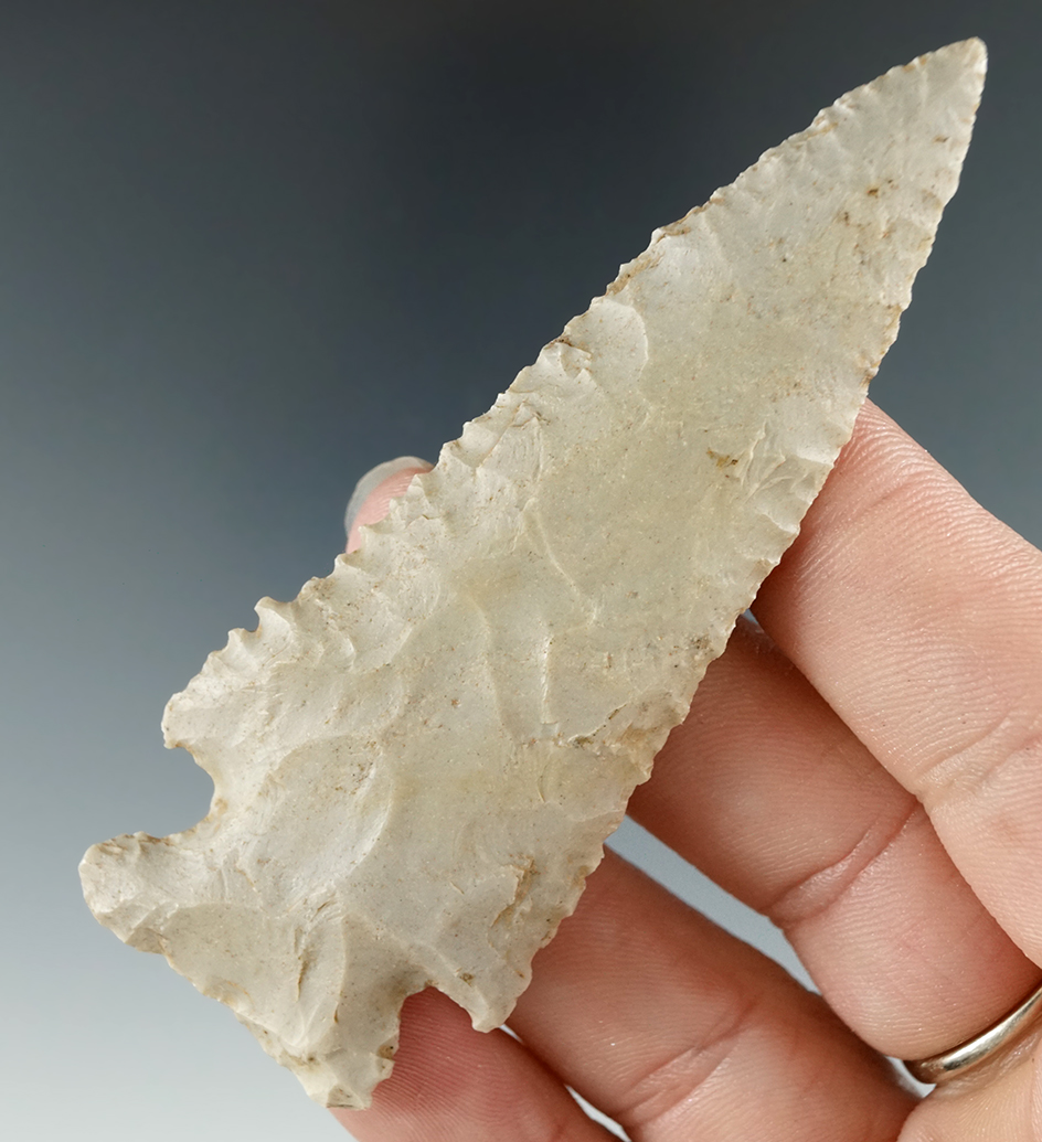 3 5/16" Stilwell with nice edge serrations, found in Trigg Co., Kentucky by Trency Scroggins.