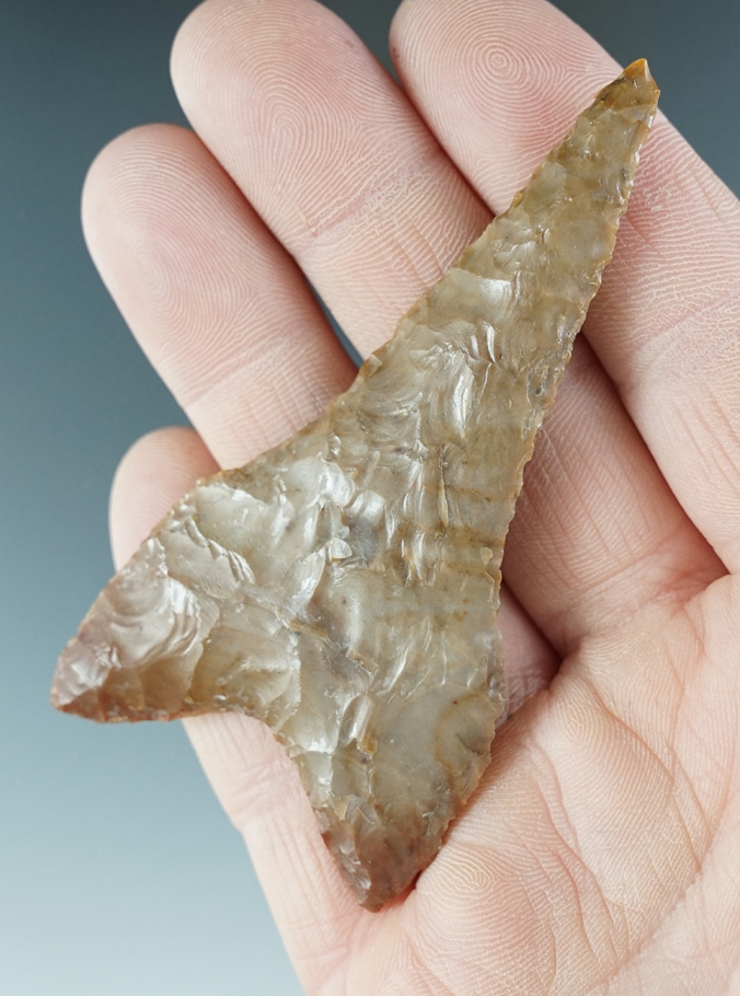 3 1/4" Mule Ear Knife made from brown and tan Agate. Found near the Columbia River, Oregon.