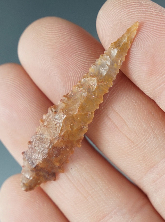 1 7/8" Cascade Leaf made from brown Jasper. Serrated. Found near the Columbia River, Oregon.