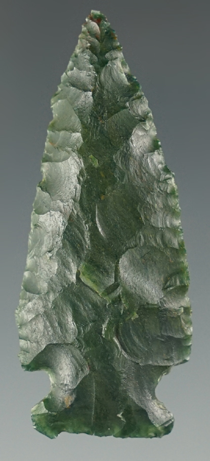 Excellent color on this 2" Sidenotch Point made from mint green Jasper. Columbia River, Oregon.