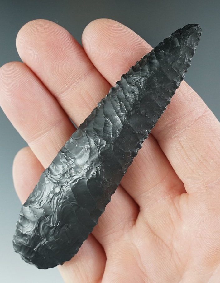 4" Cascade Knife made from black and clear Obsidian. Found in the Great Basin, Oregon.