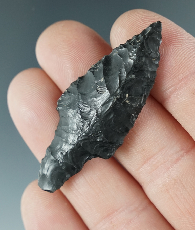 2" Paleo Parman made from Obsidian. Found in the Great Basin, Oregon.