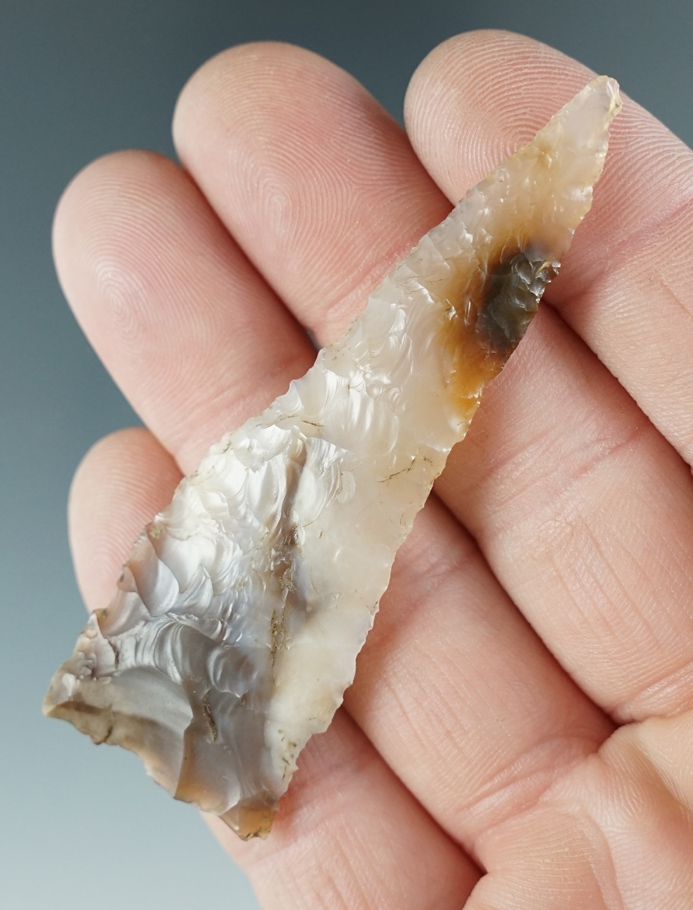 2 7/8" Triangular Knife made from multi-colored Agate. Found near the Columbia River, Oregon.