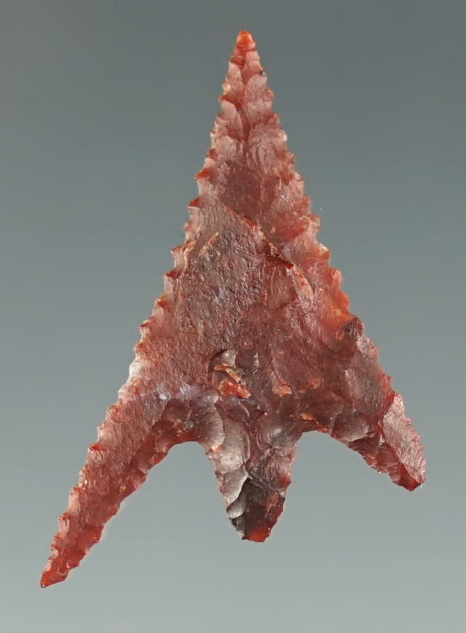1/1/4" Gunther Barbed made from red Jasper. Comes with a Davis COA. Found in southern Oregon.