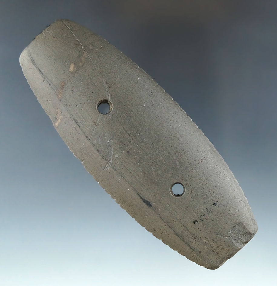 4 1/2" Glacial Kame Gorget that is nicely tallied on both sides, Putnam Co., Ohio. Pictured!