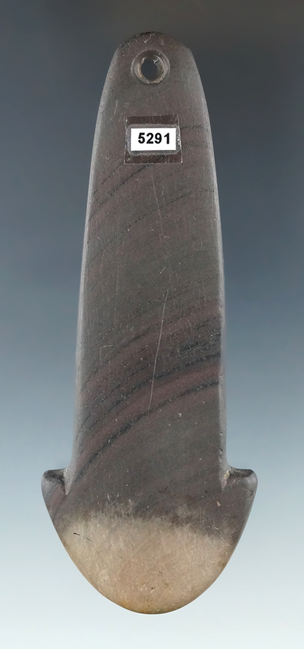 4 5/16" Banded Slate Anchor Pendant found in Ohio. Ex. Mel Wilkins, F. Meyers, Smith.