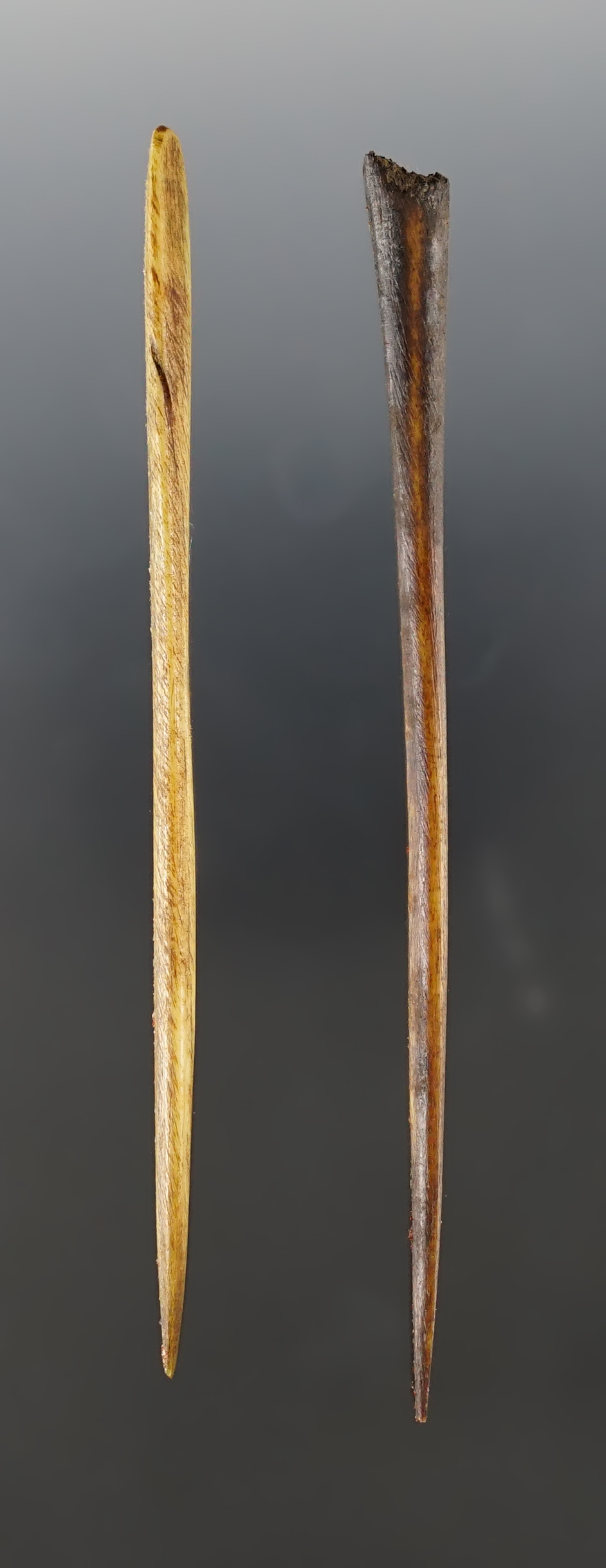 Pair of finely made Bone Awls found in Columbiana Co., Ohio.