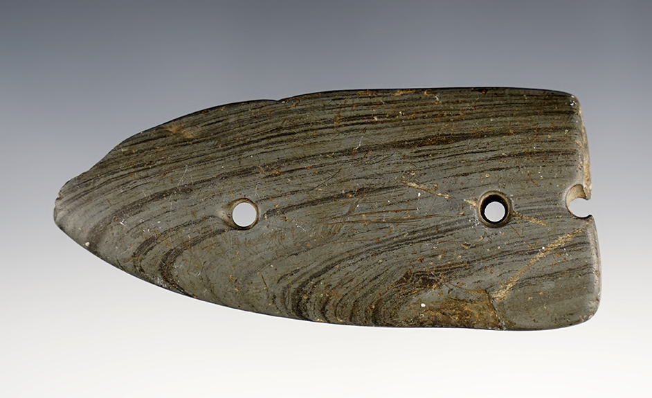 Nicely made 3 7/8" anciently salvaged Gorget found in Scioto Co., Ohio. 