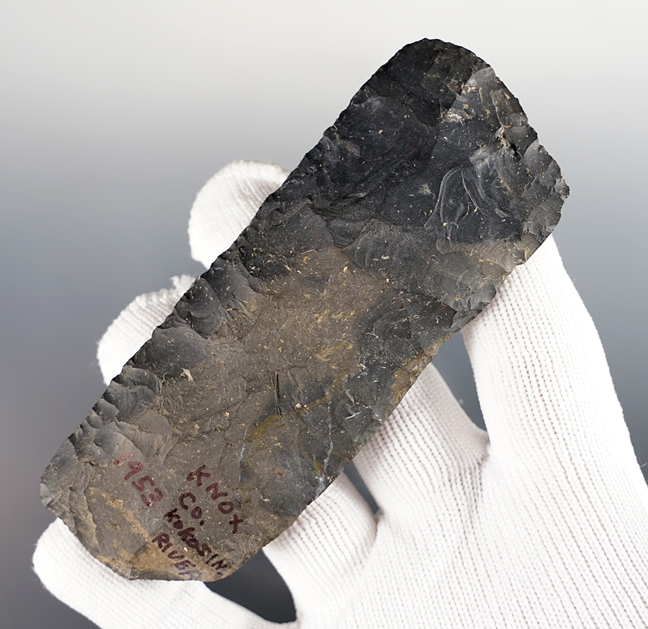 Outstanding 4 1/4" Paleo Square Knife found in Knox Co., Ohio near the Kokosing River in 1953.