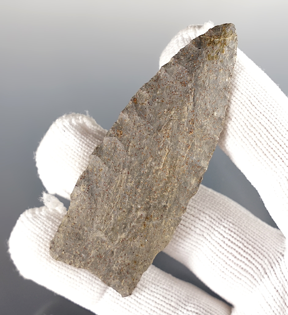 Classic styled 2 13/16" Stemmed Paleo Lanceolate found in the Ohio area. Ex. Earle collection.