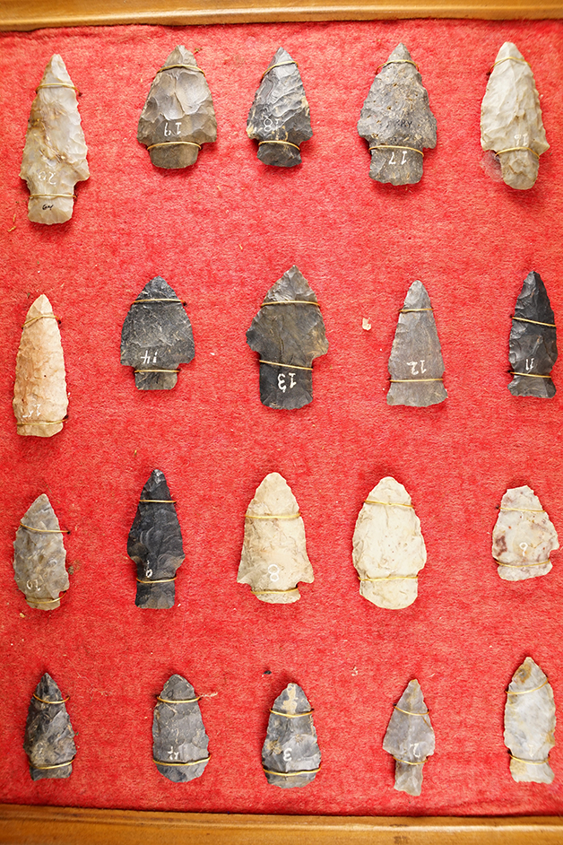 Framed group of 20 assorted Ohio Points wired to an old frame, Ex. Larry Morris. 