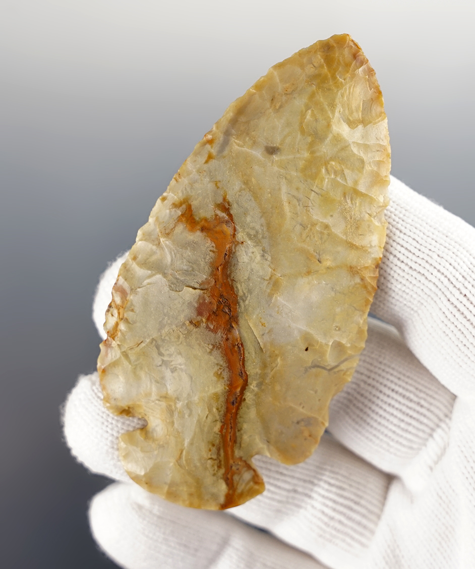 3 1/16" Archaic Dovetail made from Flint Ridge Flint. Found in Franklin Co., Ohio.