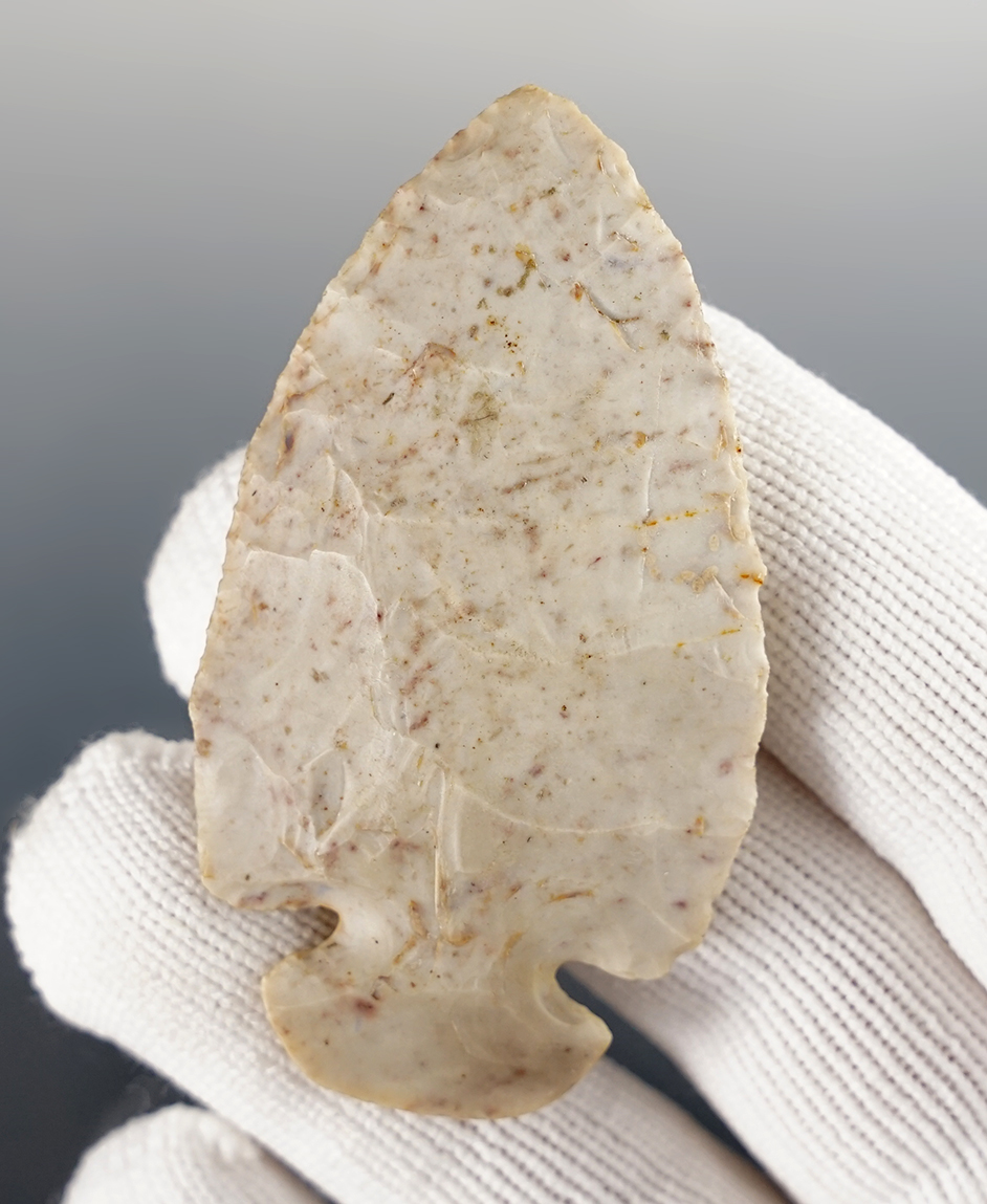 2 3/8" Upper Mercer Flint Dovetail found by Elijam Keim in Medina Co., Ohio. Pictured.