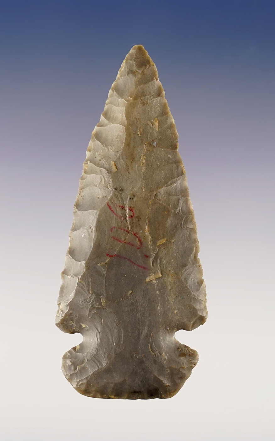 Classic 2 13/16" Hip Roof style Dovetail with excellent grinding to the basal area. Found in Ohio.