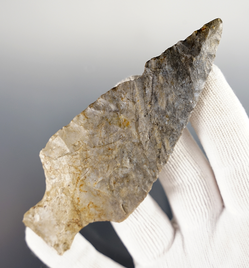 Classic styled 4 3/16" Coshocton Flint Ashtabula found near Springfield Lake, Summit Co., Ohio. 