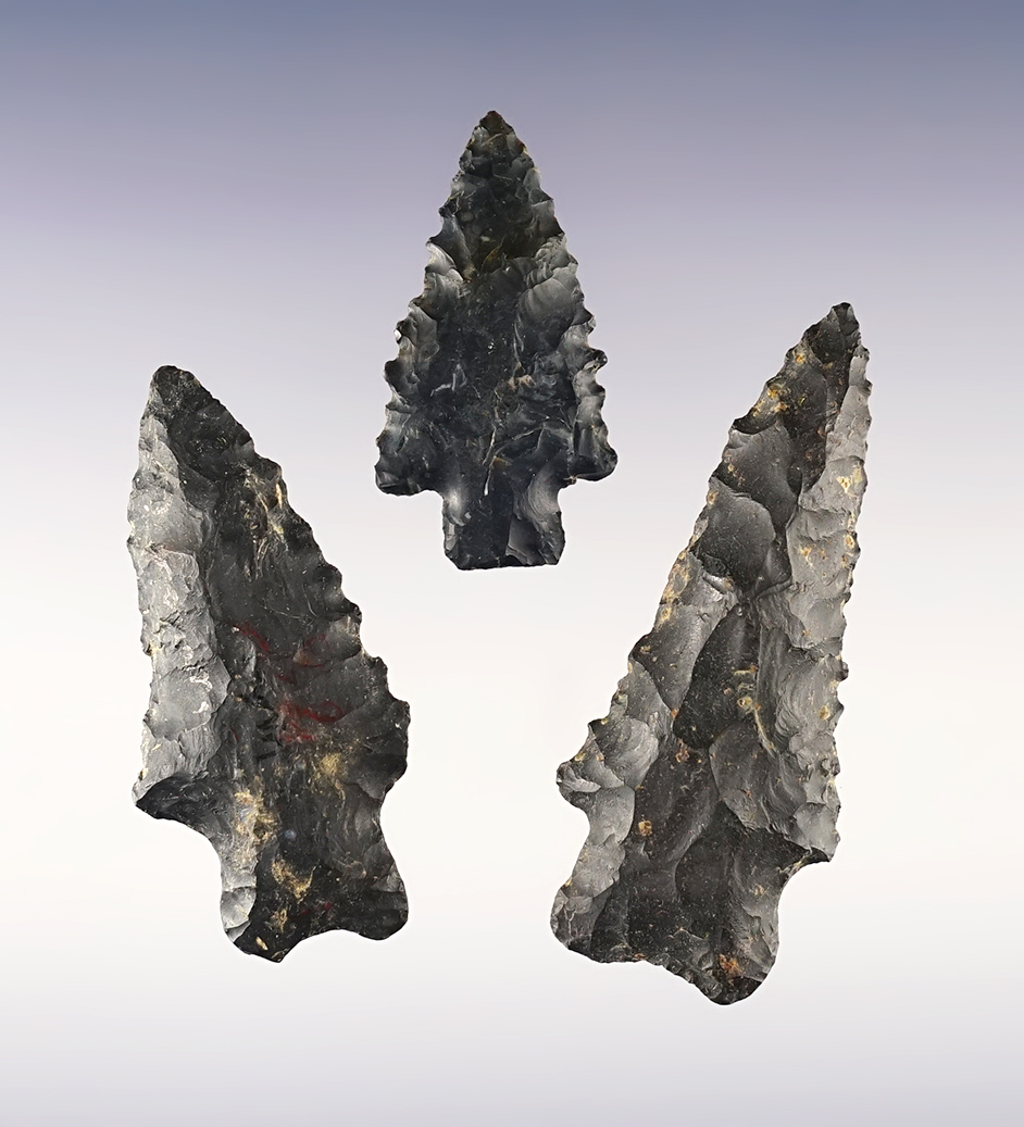 Set of 3 serrated Ohio Heavy Duty points. The largest is 2 9/16".