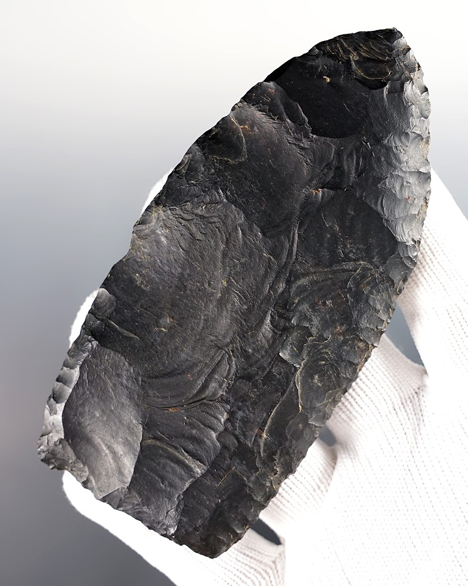 Outstanding 4 5/16" Coschocton Flint Paleo Knife found in Portage Co., Ohio. Ex. Diller.